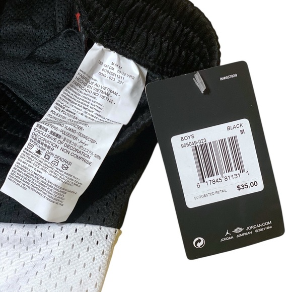 Nike Jordan Black/White Mesh Athletic Basketball Shorts Boys Size Medium NWT Y2K - Picture 3 of 10